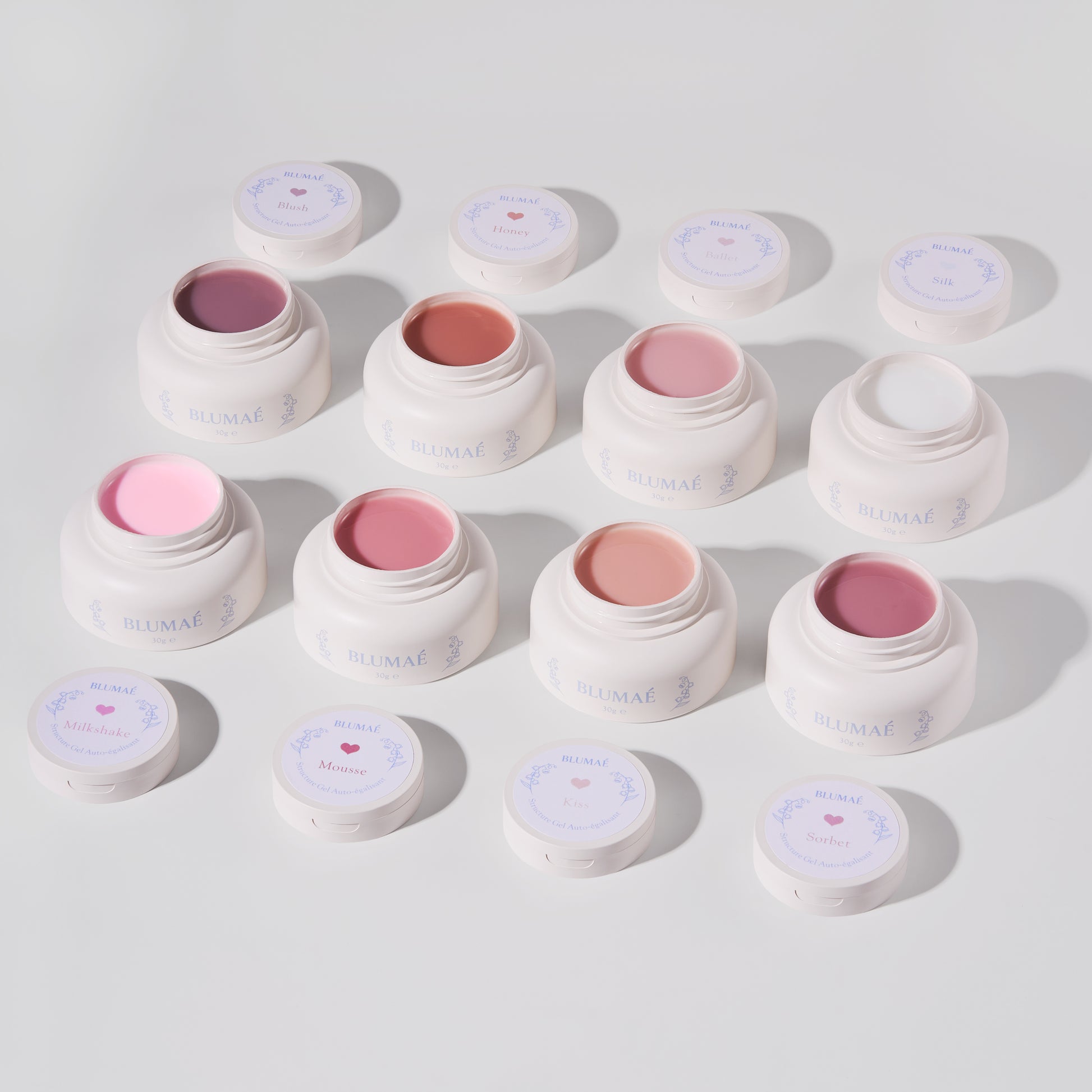 Huit pots ouverts de Structure Gel Blumae